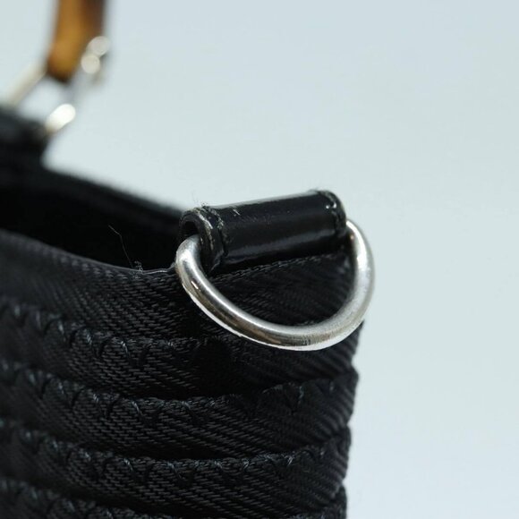 GUCCI Bamboo Hand Bag Canvas 2way Black Gold - Picture 9 of 15